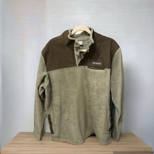 Men’s Columbia Fleece/Canvas Pullover - Olive Sz XL